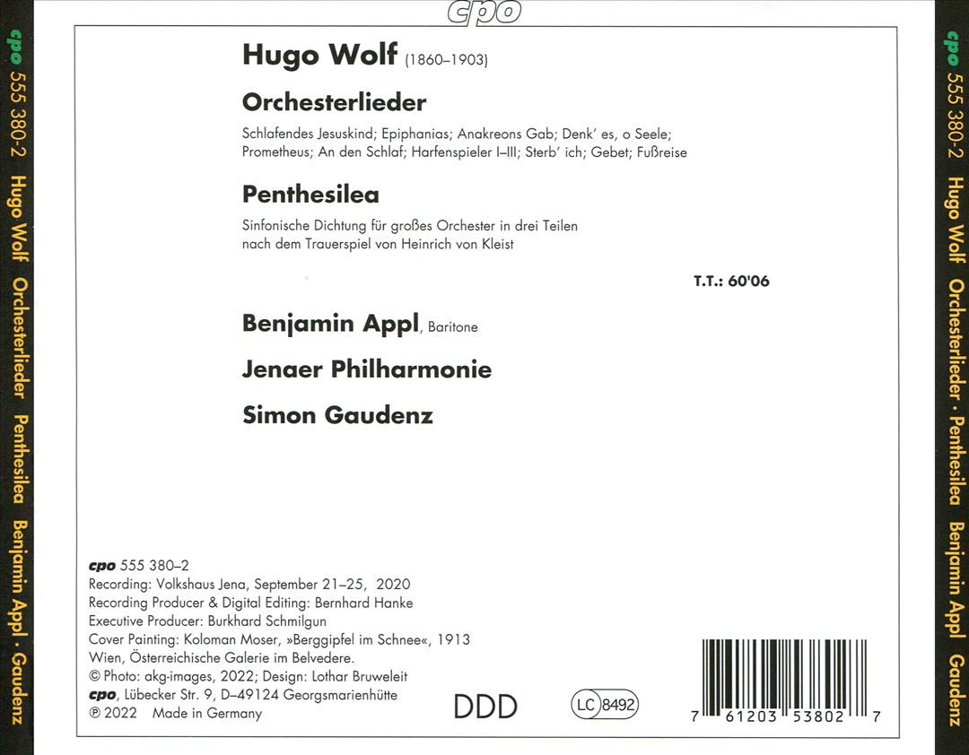 Hugo Wolf: Orchesterlieder; Penthesilea cover art