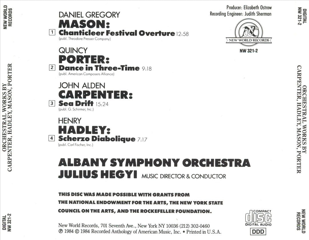 Carpenter: Sea Drift; Hadley: Scherzo Diabolique; Mason: Chanticleer; Porter: Dance in Tree-time cover art