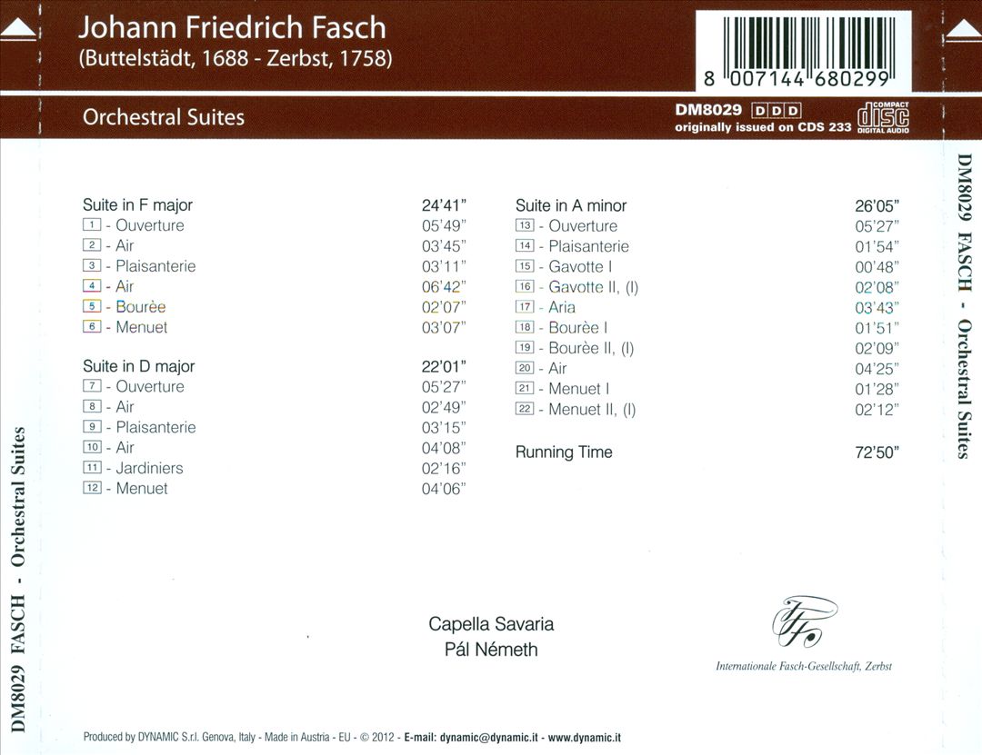 Johann Friedrich Fasch: Orchestral Suites cover art