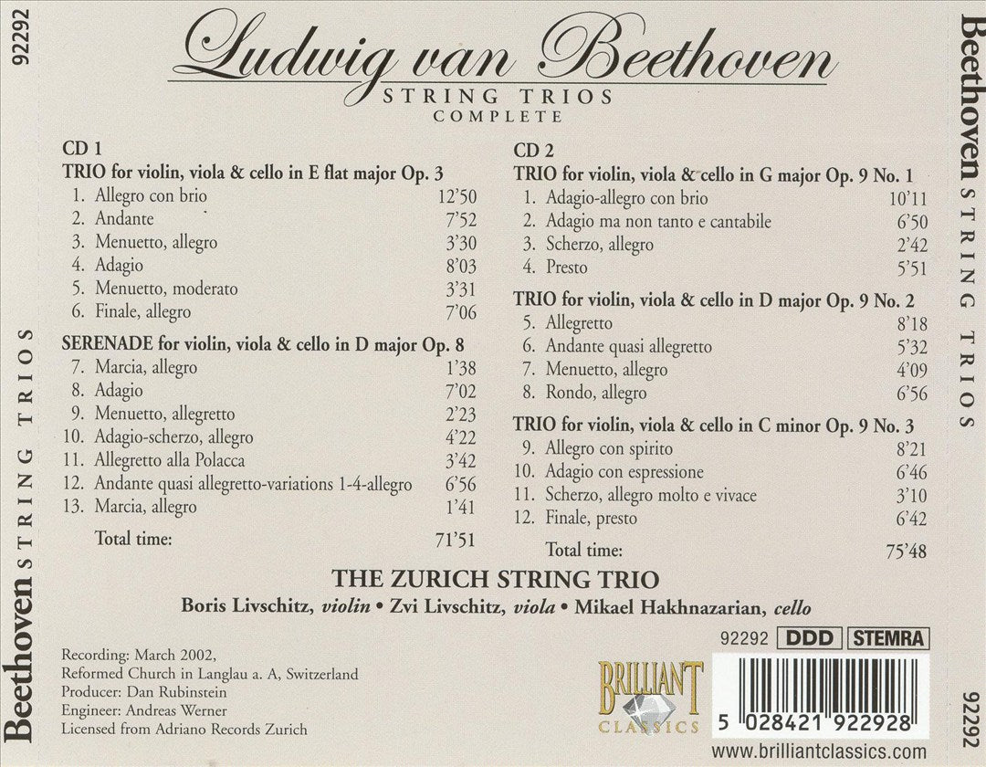 Beethoven: String Trios (Complete) cover art