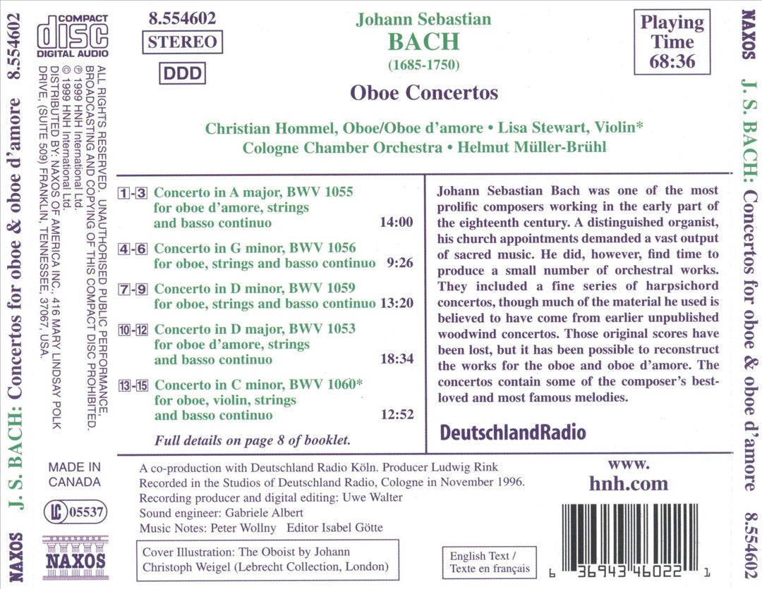 Bach: Concertos for Oboe and Oboe d'Amore cover art