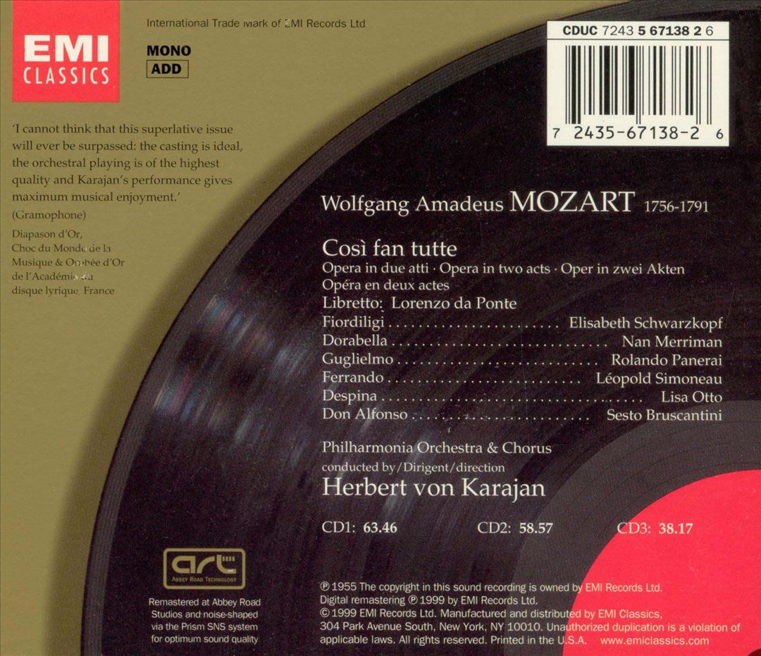 Mozart: Così fan tutte cover art