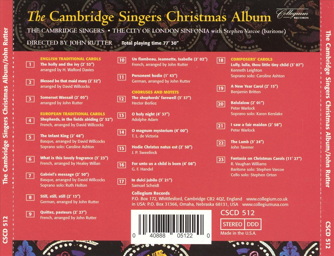 Cambridge Singers Christmas Album cover art