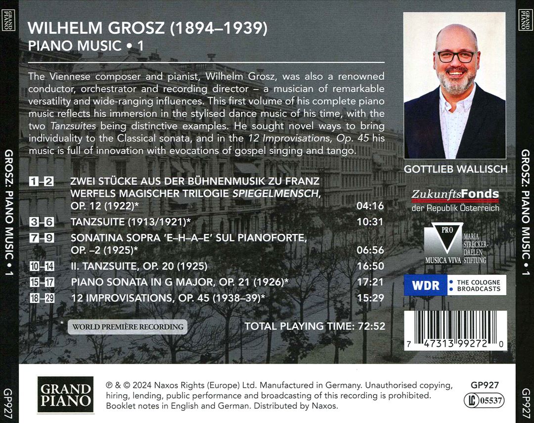 Grosz: Piano Music, Vol. 1 cover art