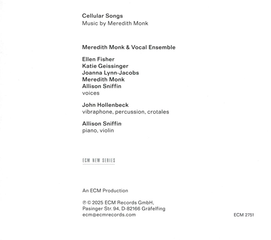 Meredith Monk: Cellular Songs cover art
