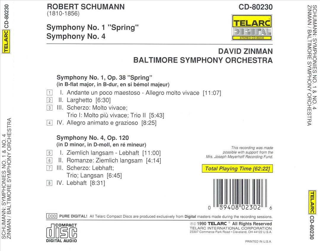 Schumann: Symphonies Nos. 1 & 4 cover art