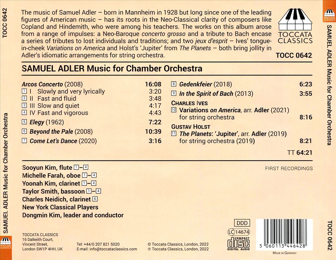 Samuel Adler: Music for Chamber Orchestra cover art