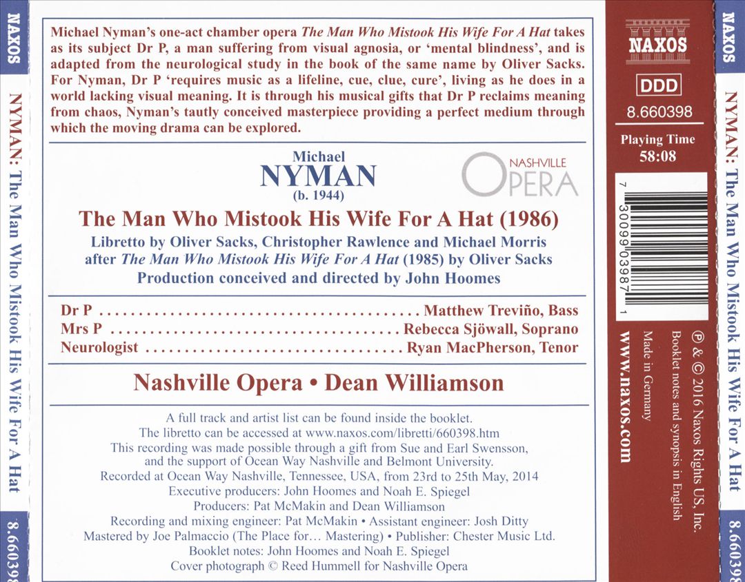 Michael Nyman: The Man Who Mistook His Wife for a Hat cover art