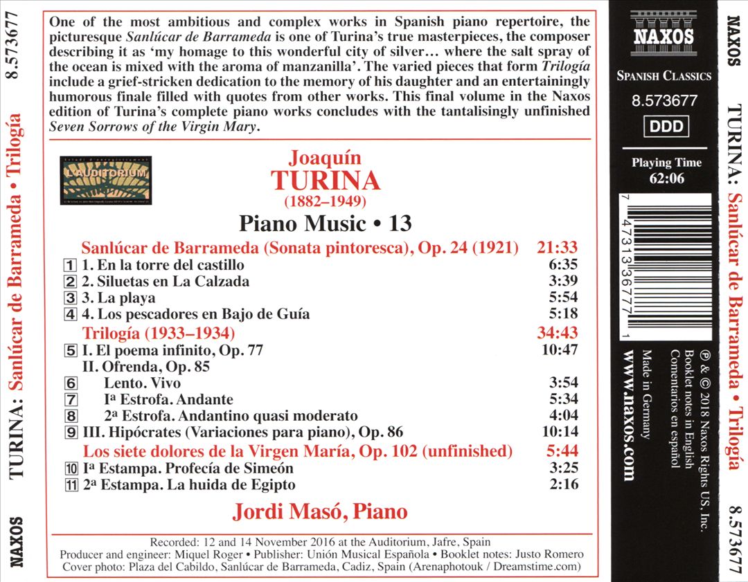 Turina: Sanlúcar de Barrameda "Sonata pintoesca"; Trilogía cover art