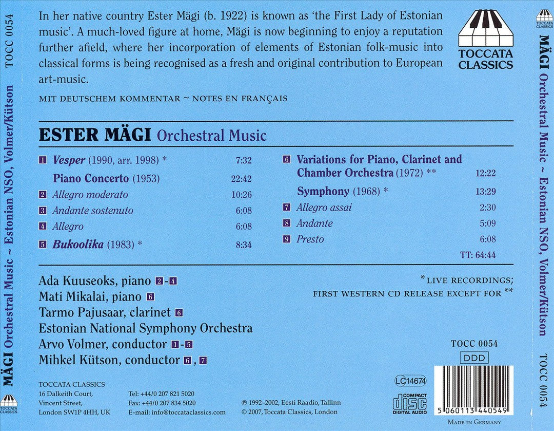 Ester Mägi: Orchestral Music cover art