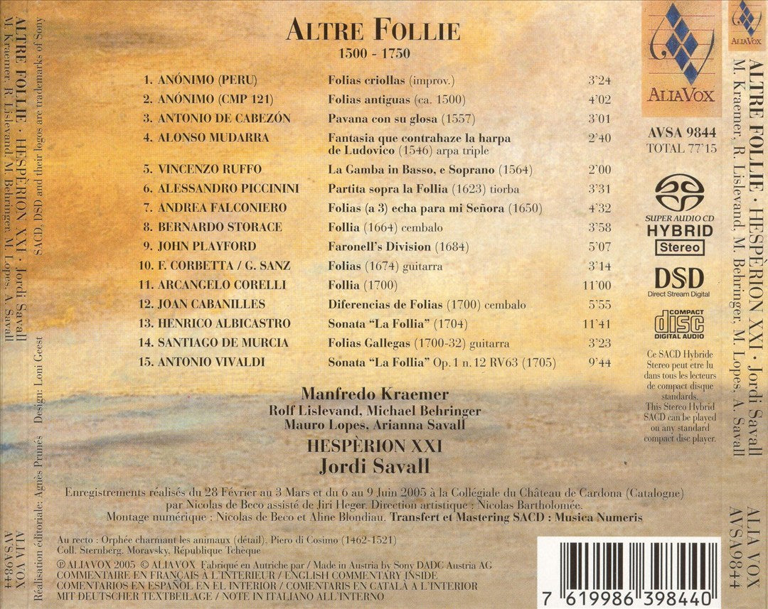 Altre Follie, 1500-1750 cover art