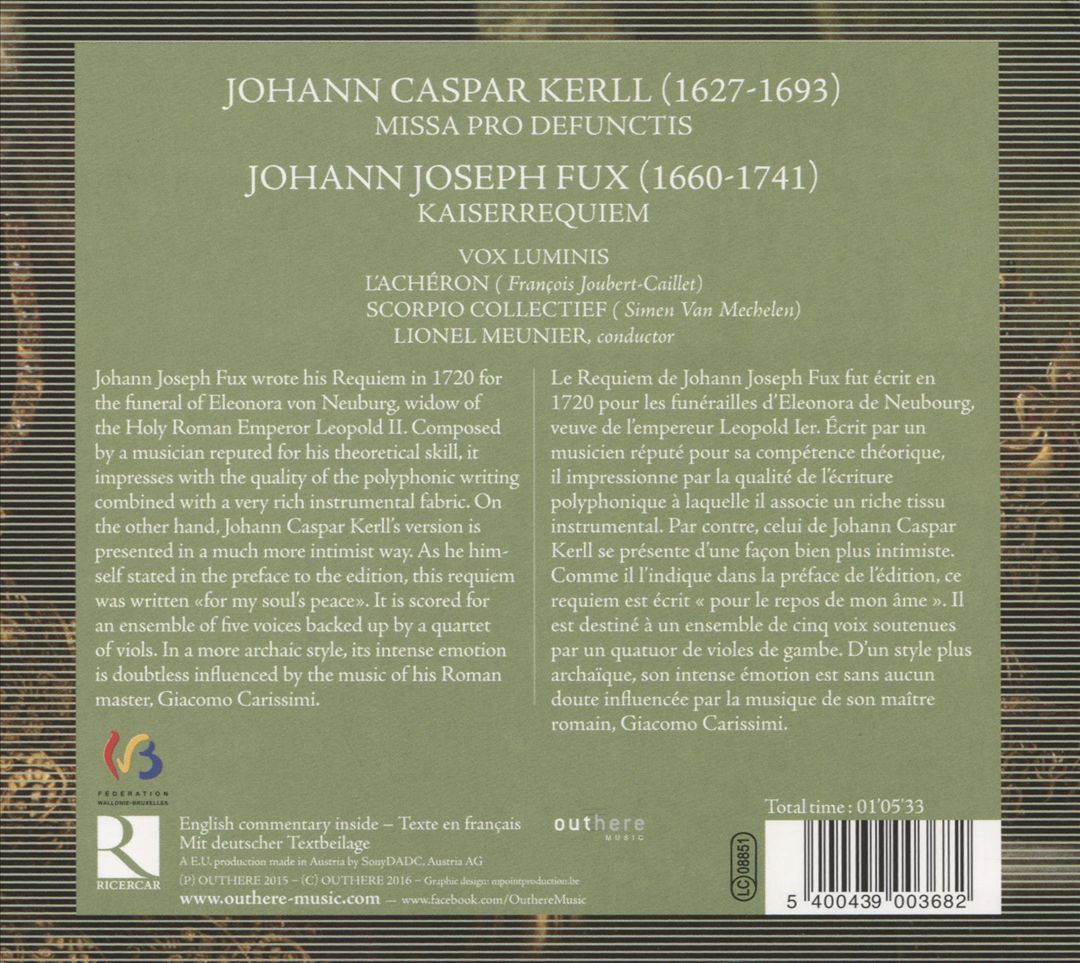 Johann Caspar Kerll, Johann Joseph Fux: Requiems cover art