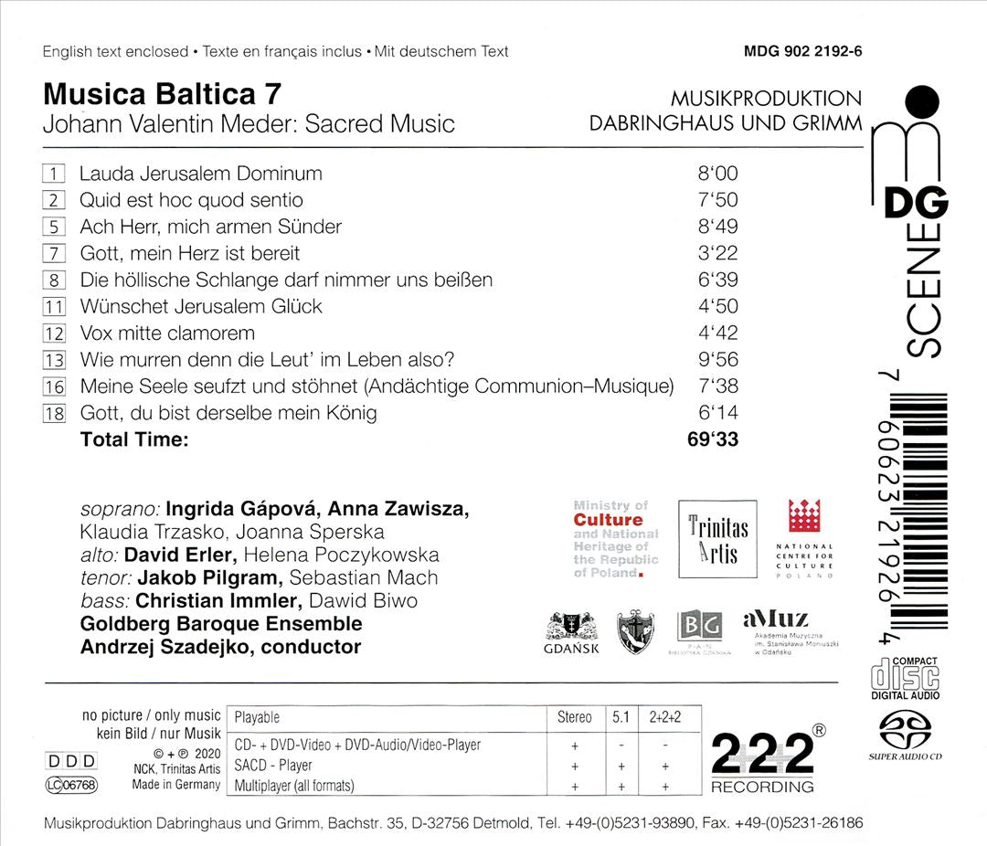 Musica Baltica, Vol. 7: Johann Valentin Meder - Sacred Music cover art