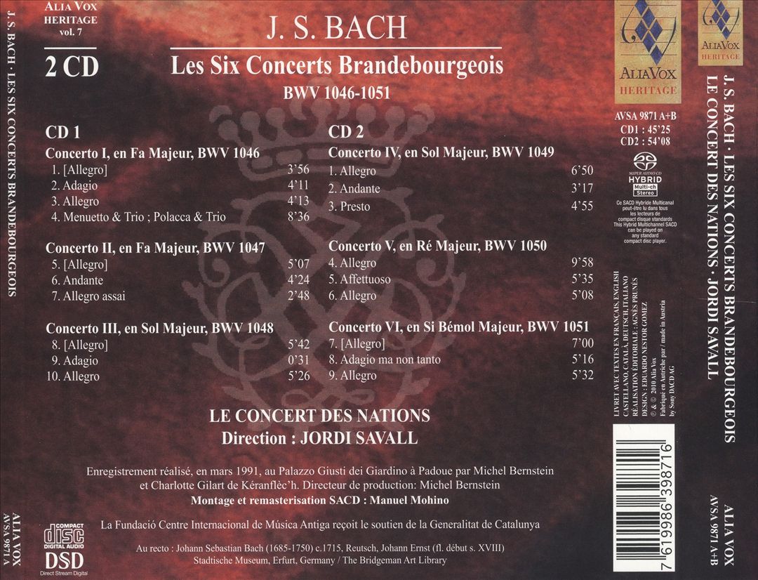 Bach: Les Six Concerts Brandebourgeois cover art