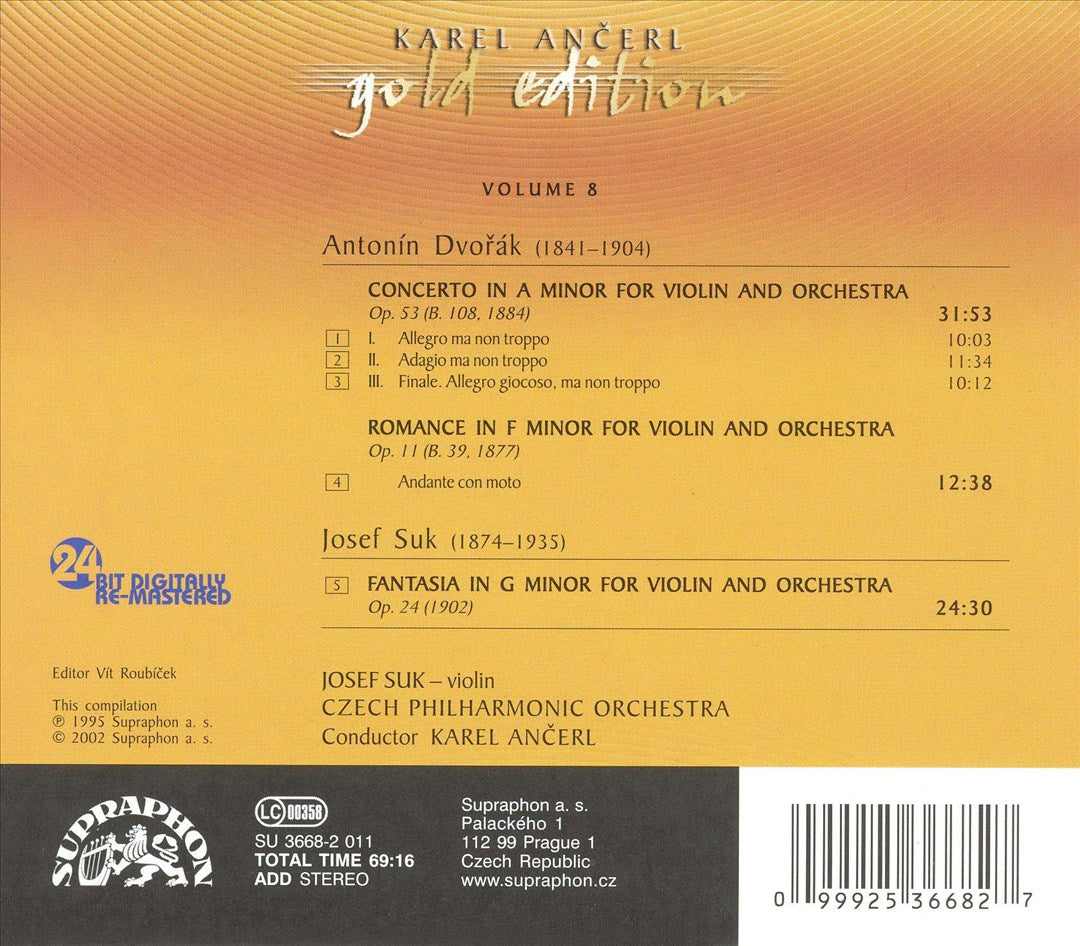 Dvorák: Violin Concerto; Suk: Fantasia cover art