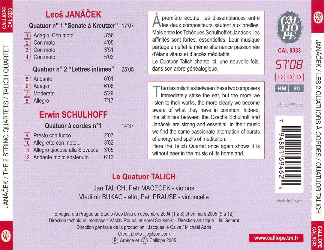 Janácek: Quatuors Nos. 1 & 2 cover art