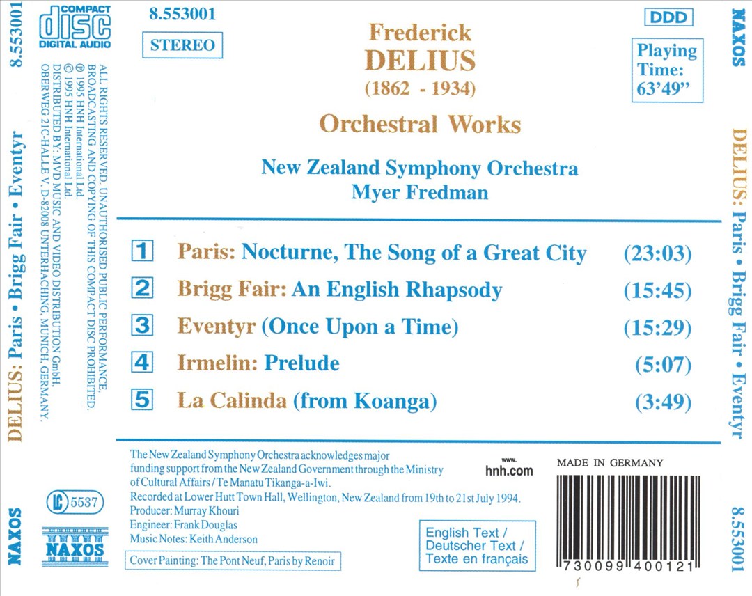 Delius: Paris; Brigg Fair; Eventyr; Irmelin; La Calinda cover art