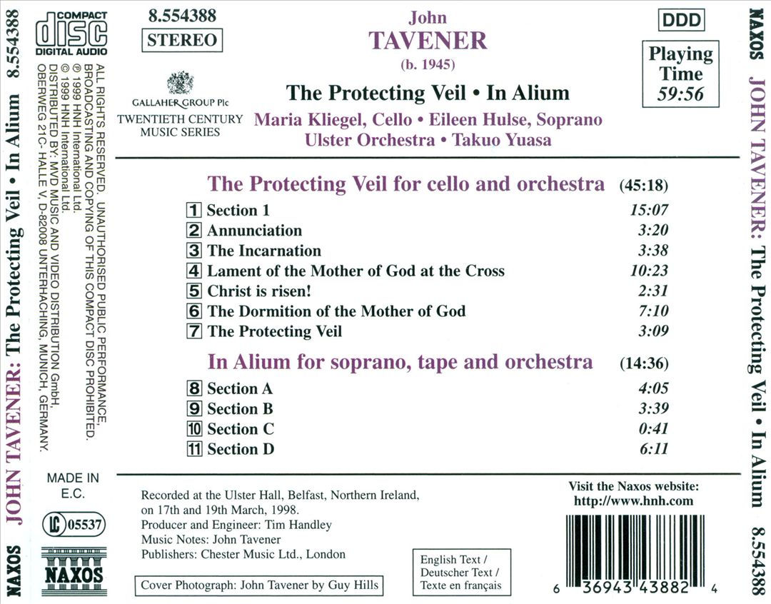 Tavener: Protecting Veil; In Alium cover art