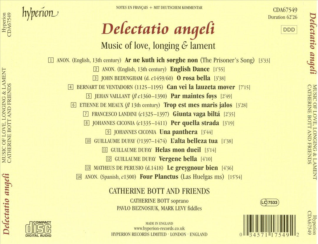 Delectatio angeli: Music of Love, Longing & Lament cover art