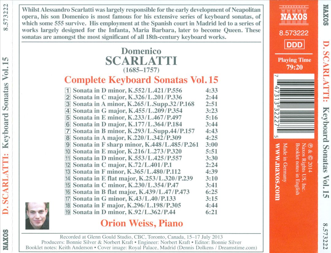 Domenico Scarlatti: Complete Keyboard Sonatas, Vol. 15 cover art