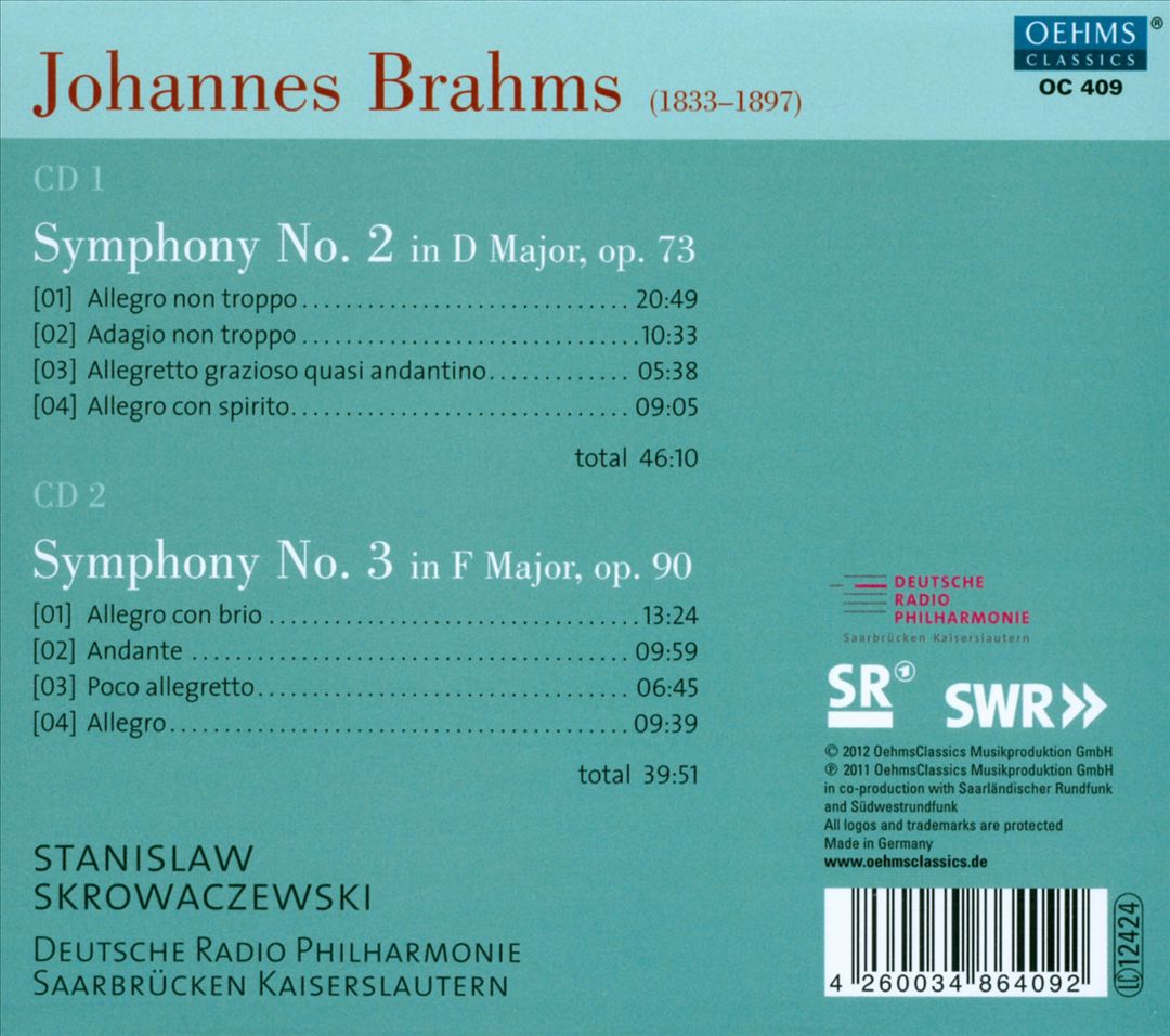 Brahms: Symphonies Nos. 2 & 3 cover art