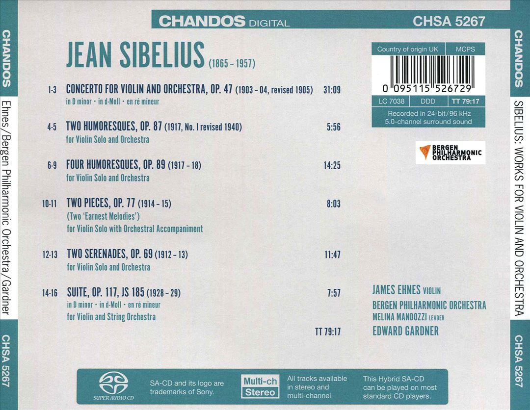 Sibelius: Violin Concerto; Serenades; Humoresques; Earnest Melodies; Suite cover art