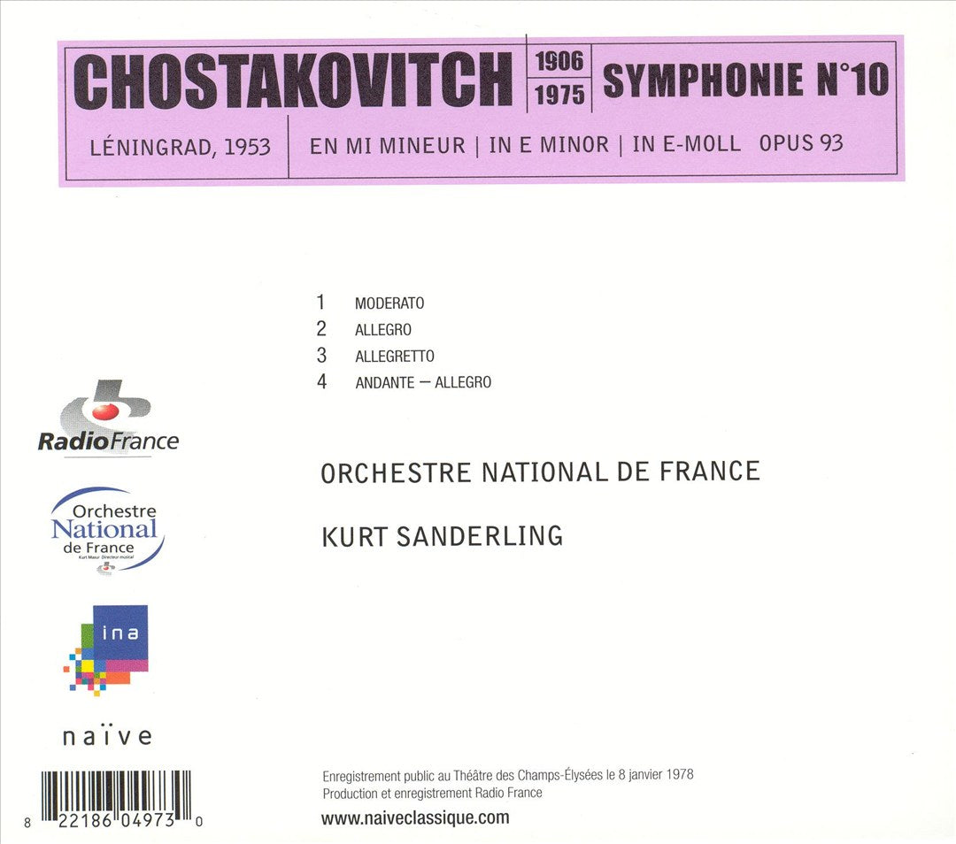 Chostakovitch: Symphony No. 10, Op. 93 cover art
