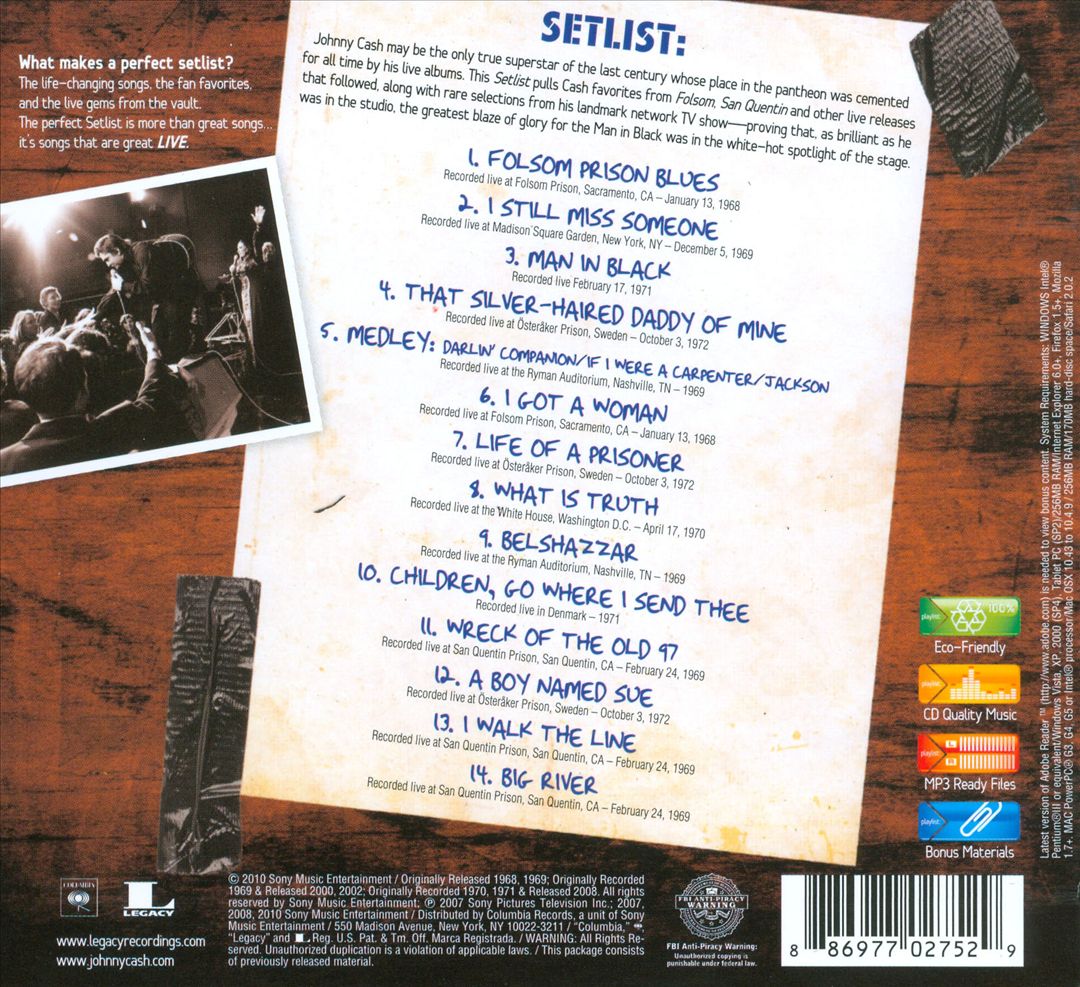 Setlist: The Very Best of Johnny Cash Live cover art