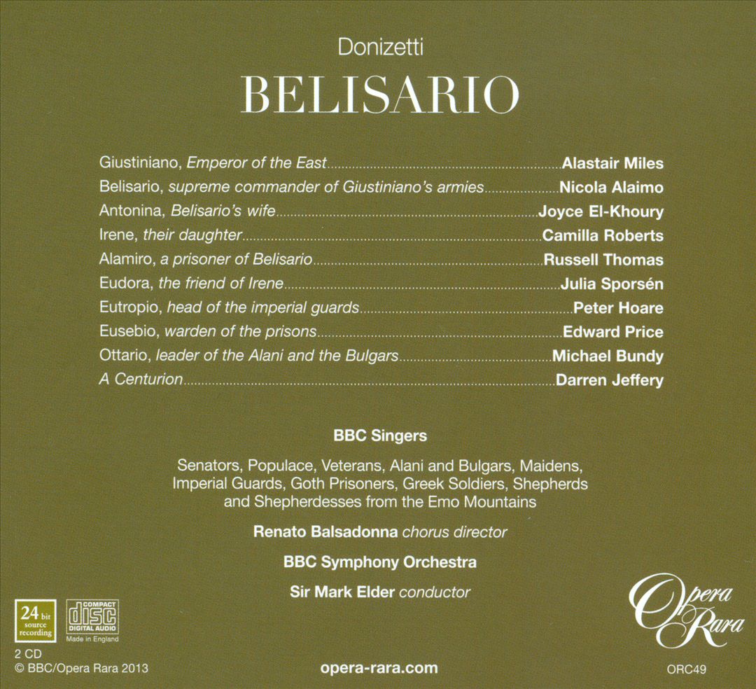 Donizetti: Belisario cover art