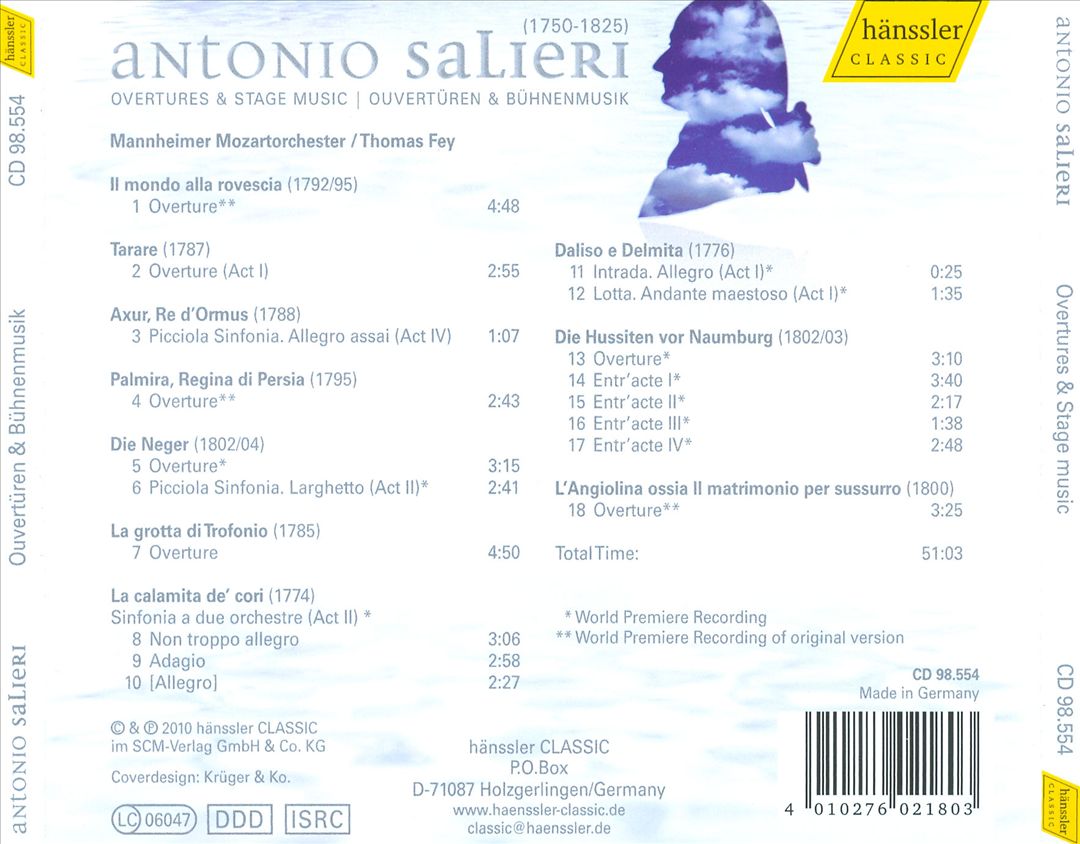 Salieri: Overtures & Stage Music, Vol. 2 cover art