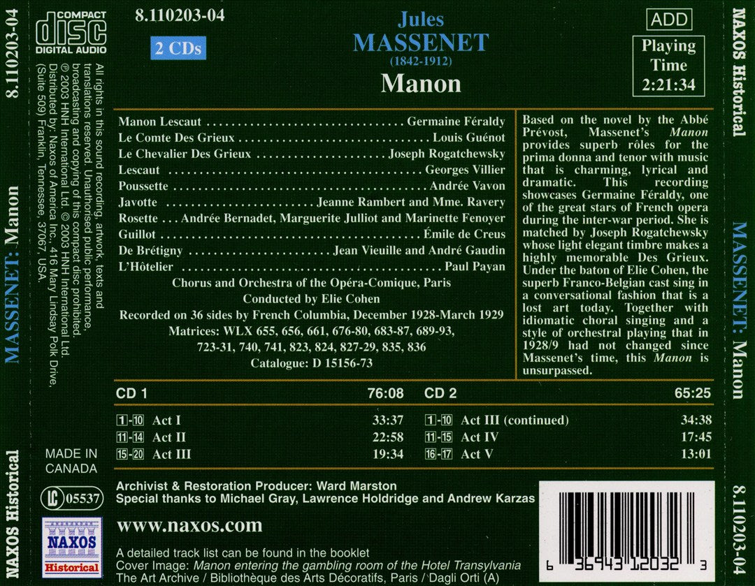 Massenet: Manon cover art