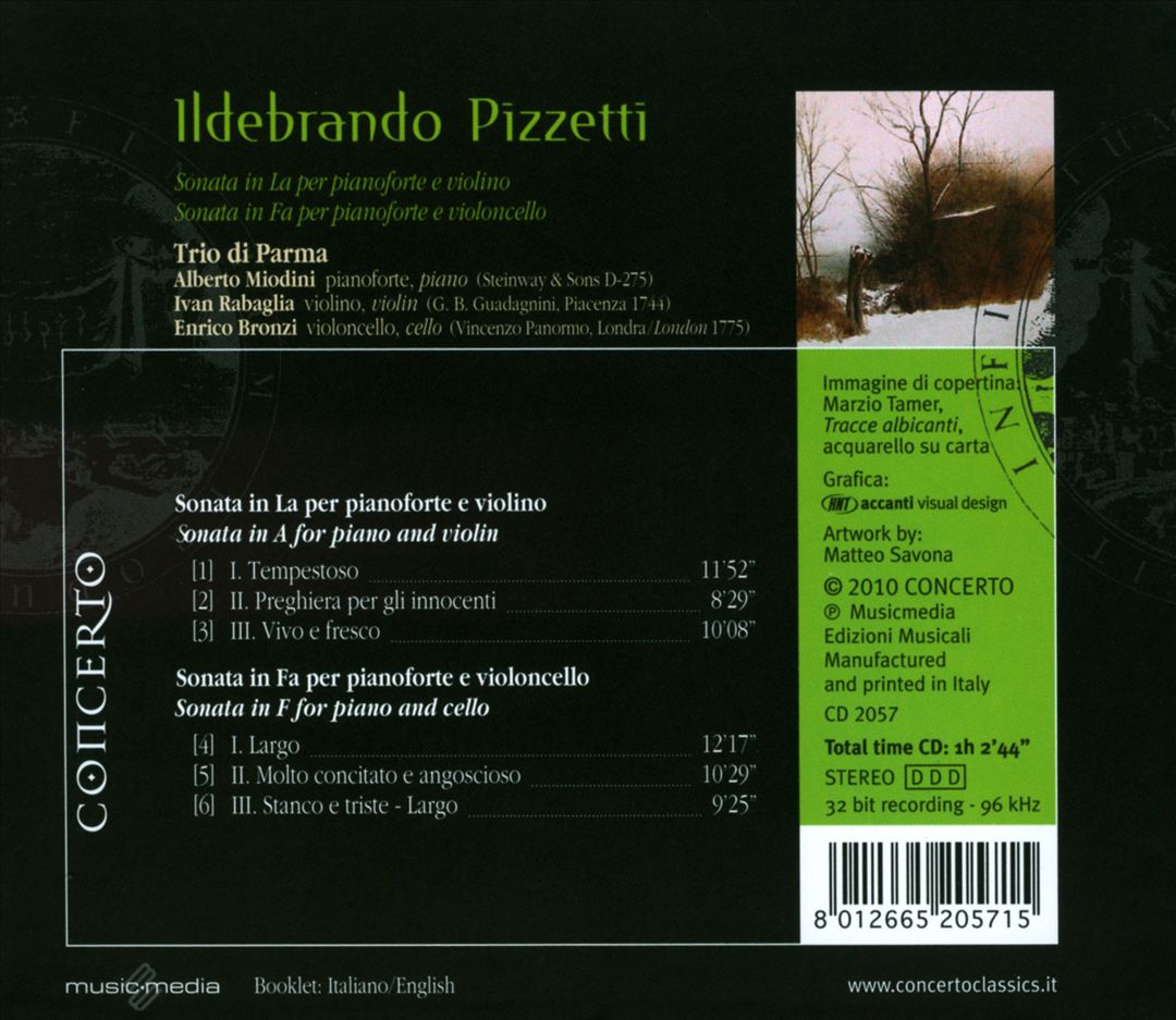 Ildebrando Pizzetti: Sonatas for Piano & Violin cover art