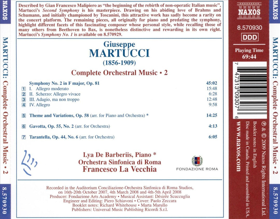 Giuseppe Martucci: Complete Orchestral Music, Vol. 2 cover art