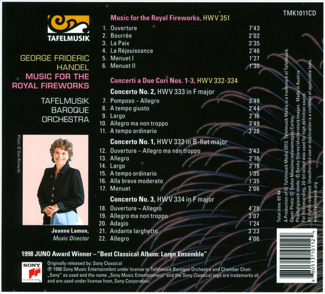 Handel: Music for the Royal Fireworks; Concerti a Due Cori cover art