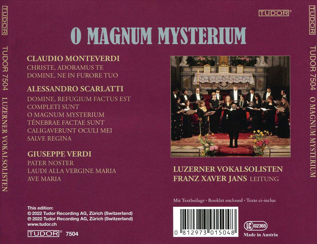 O Magnum Mysterium: Monteverdi, Scarlatti, Verdi cover art
