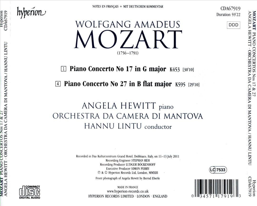 Mozart: Piano Concertos No. 17 K 453, No. 27 K595 cover art