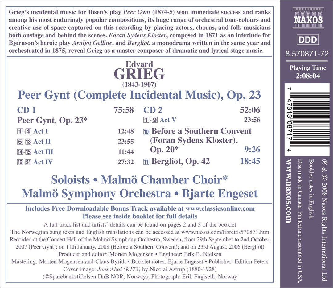 Grieg: Peer Gynt (Complete Incidental Music) cover art