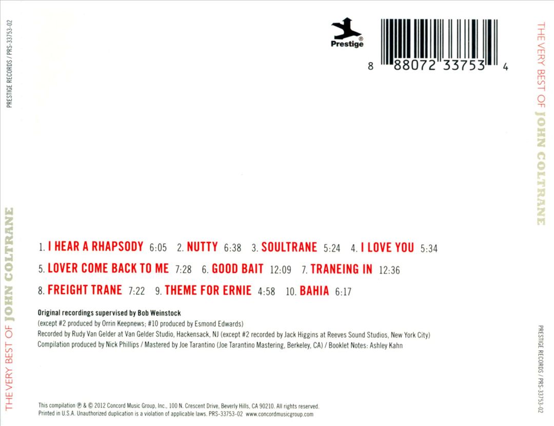 Very Best of John Coltrane: The Prestige Era cover art