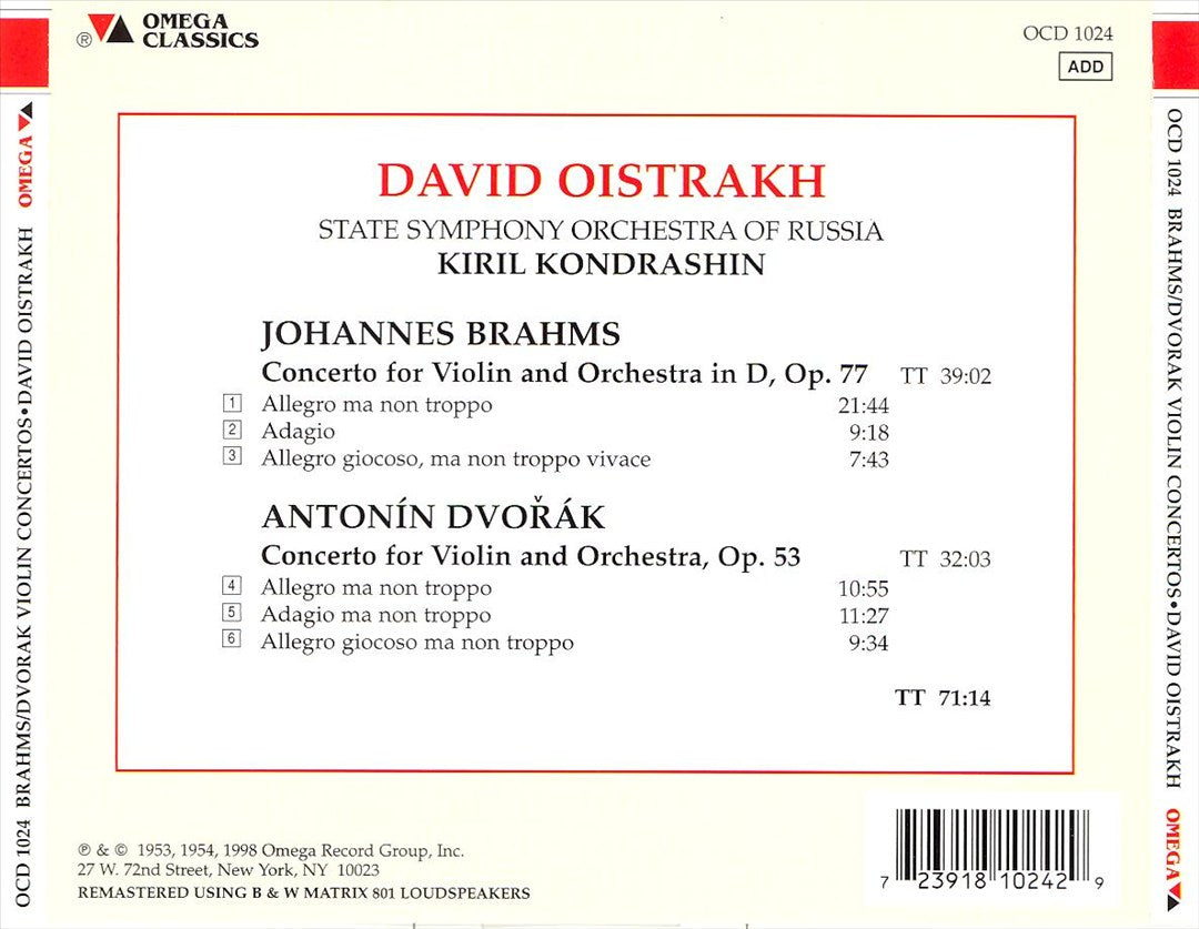 Brahms, Dvorak: Violin Concertos cover art