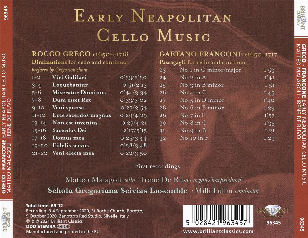 Early Neapolitan Cello Music: Greco, Francone cover art
