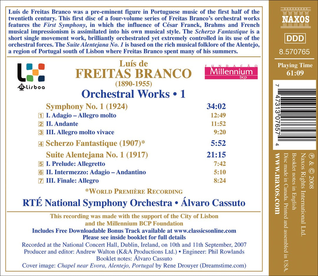 Luis de Freitas Branco: Orchestral Works, Vol. 1 cover art