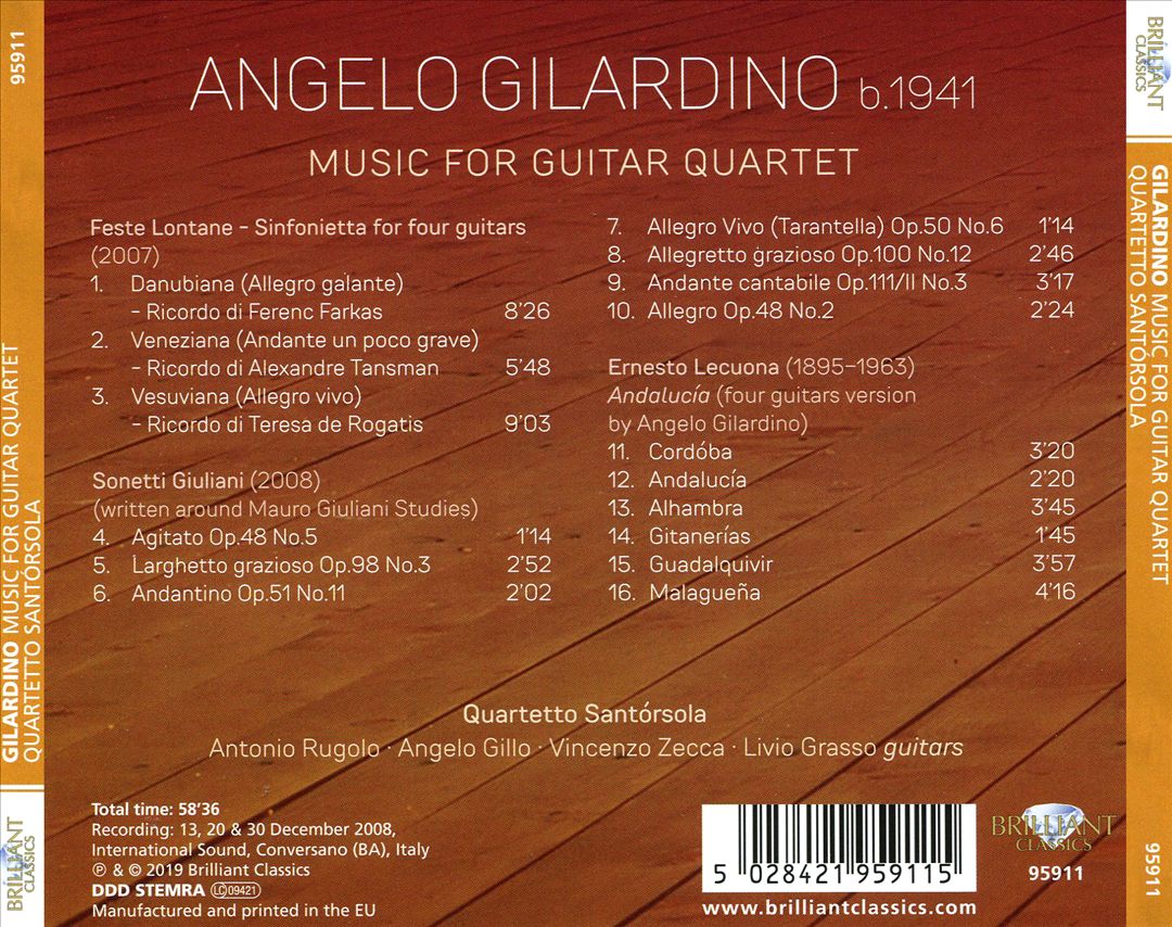 Gilardino: Music for Guitar Quartet cover art