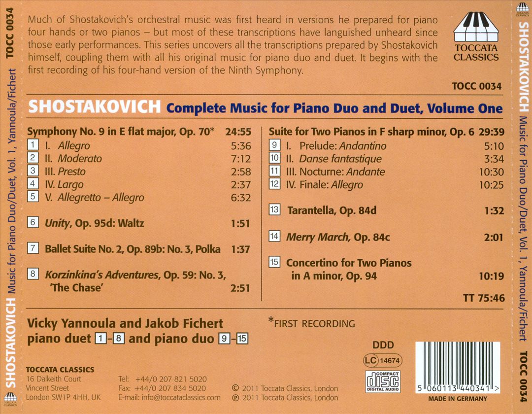 Shostakovich: Complete Music for Piano Duo and Duet, Vol. 1 cover art