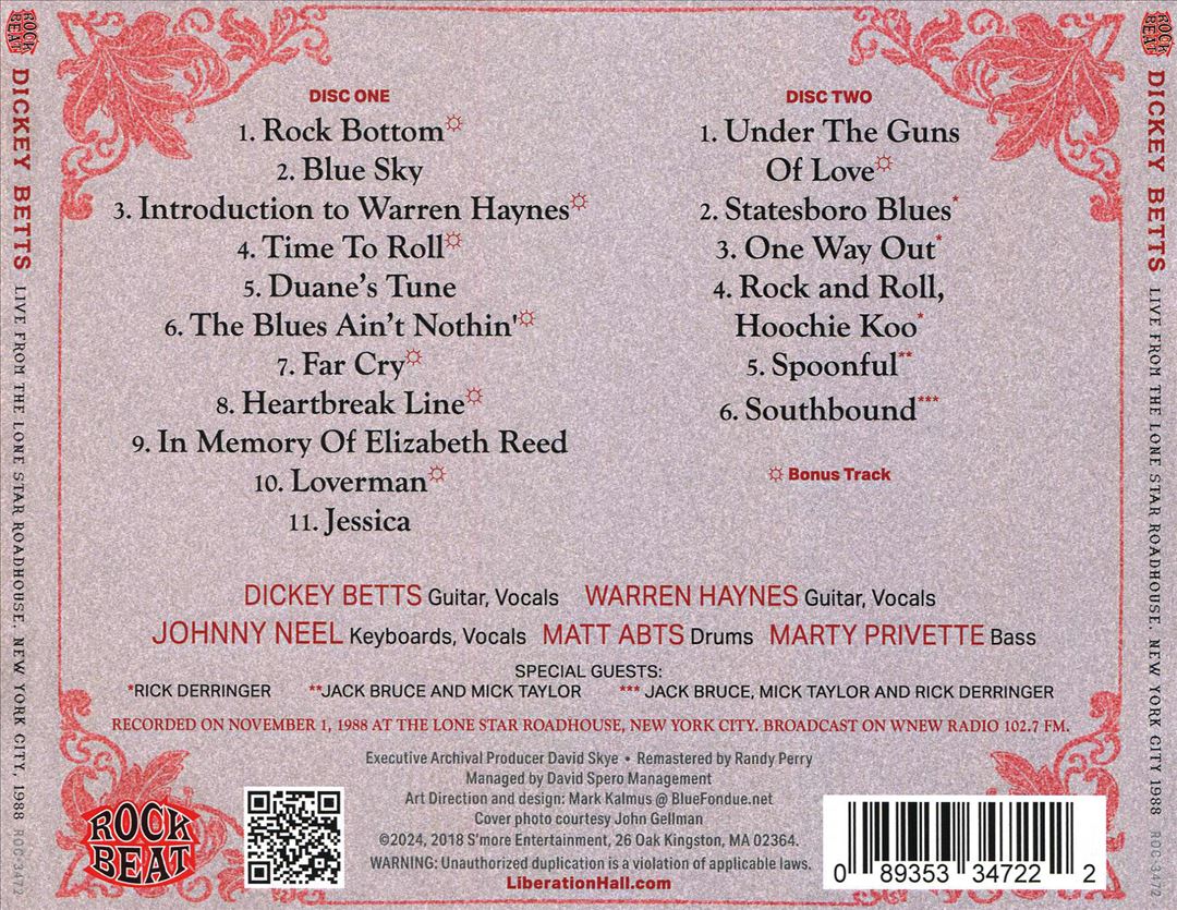 Live From the Lone Star Roadhouse New York City 1988 cover art