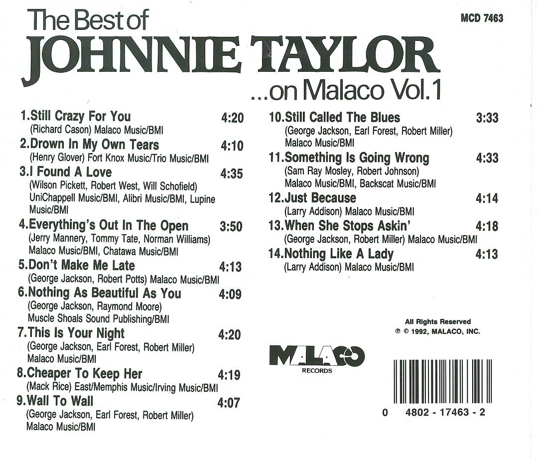 Best of Johnnie Taylor on Malaco, Vol. 1 cover art