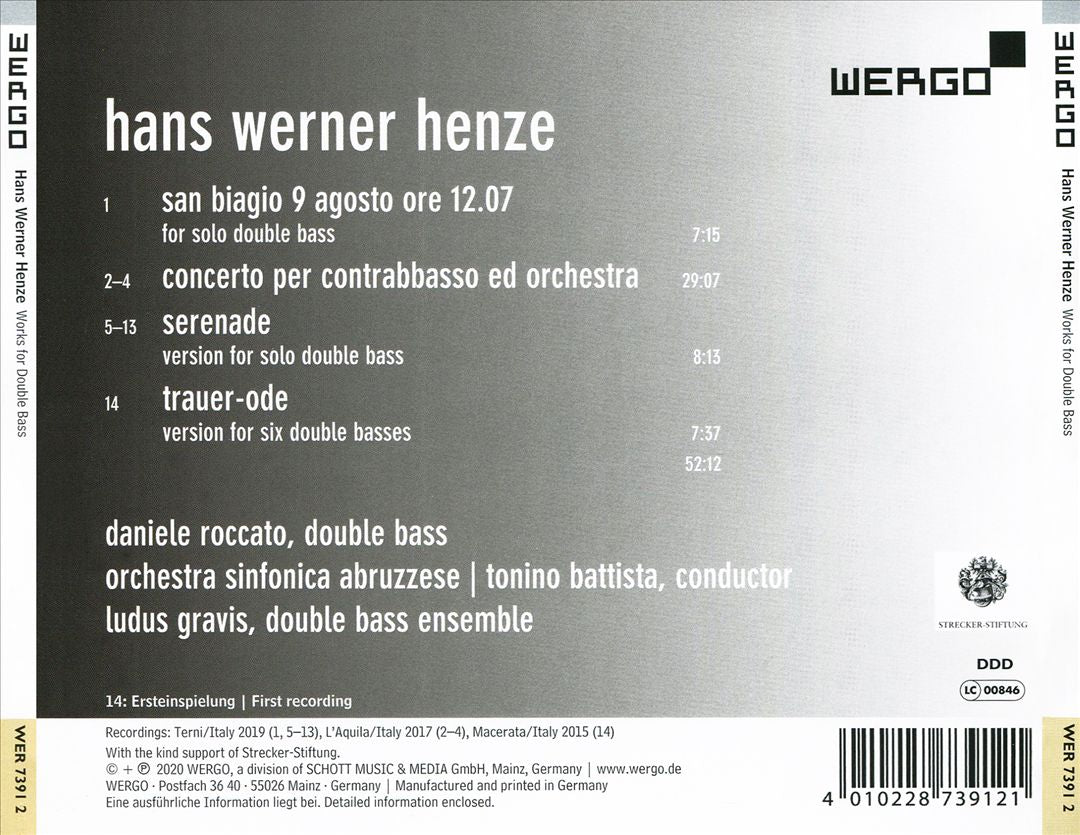 Hans Werner Henze: Works for Double Bass cover art