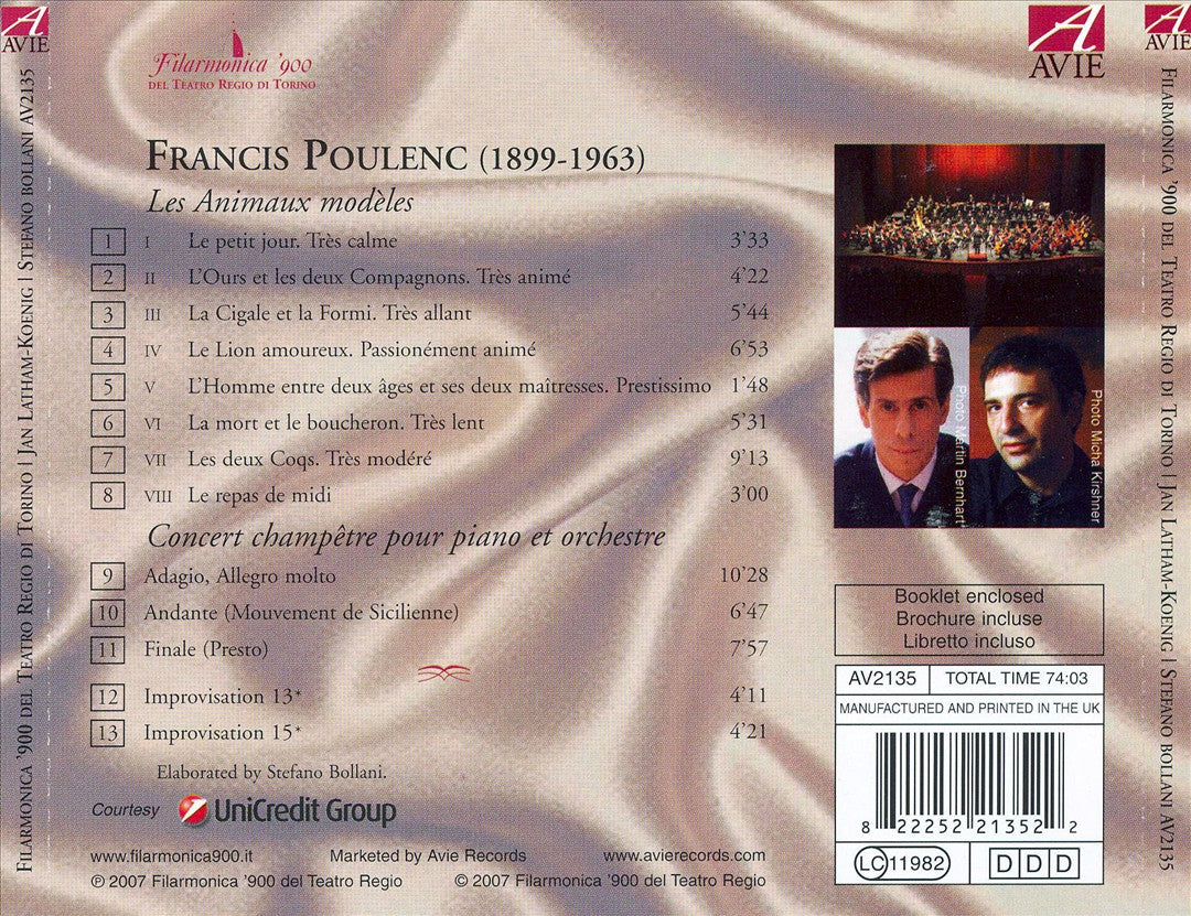 Poulenc: Les Animaux modèles; Concert champêtre; Improvisations 13 & 15 cover art
