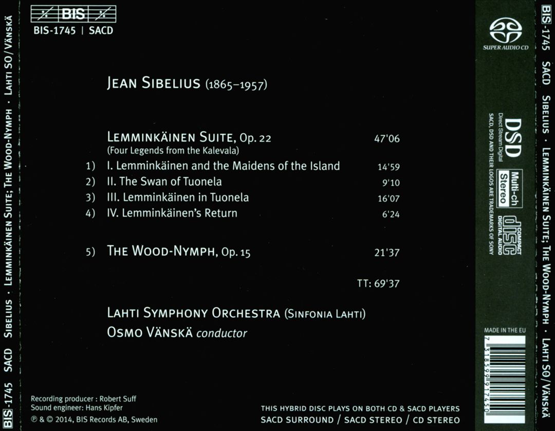 Sibelius: Lemminkäinen Suite; The Wood Nymph cover art