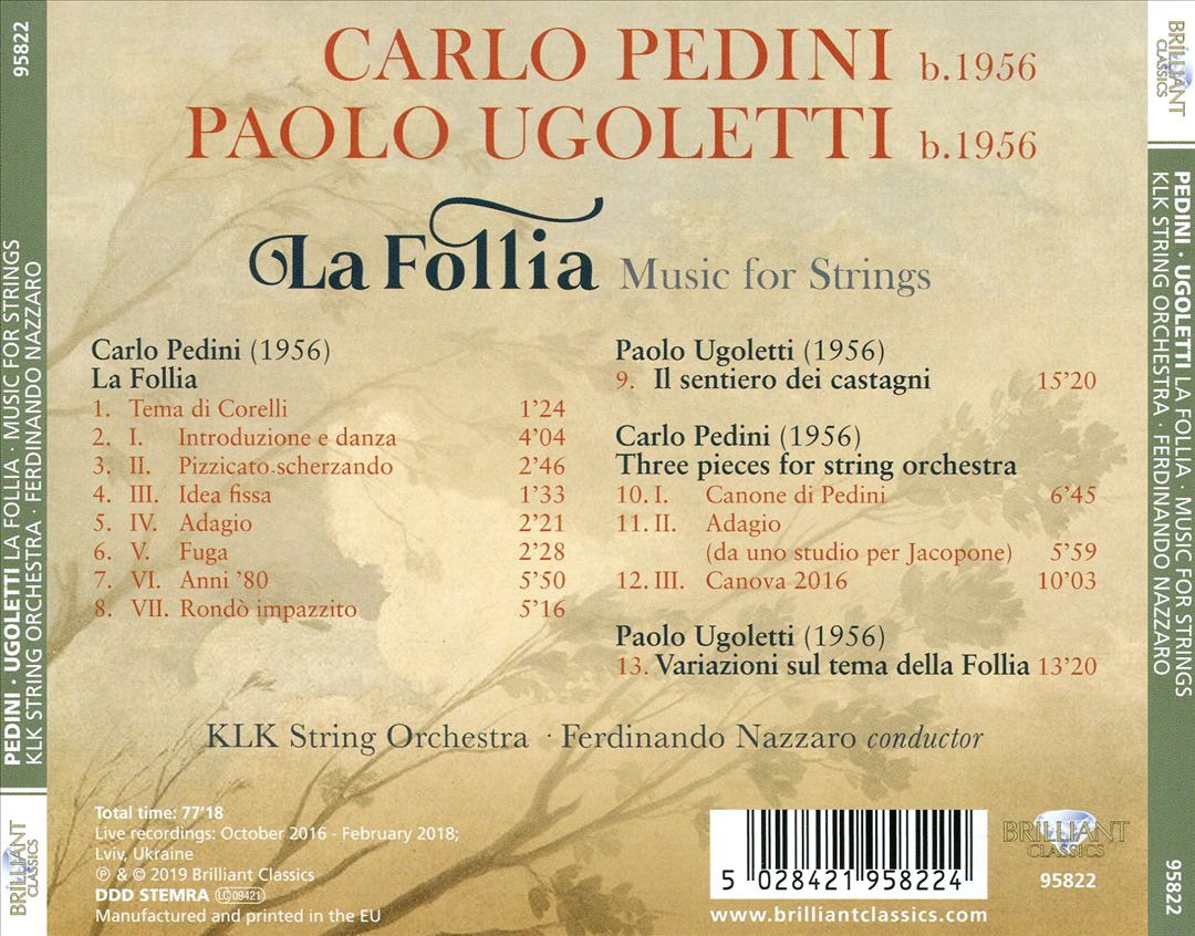 Follia: Music for Strings by Carlo Pedini, Paolo Ugoletti cover art