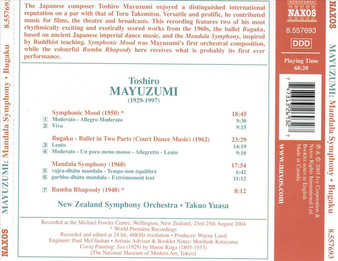 Toshiro Mayuzumi: Mandala Symphony; Bugaku; Symphonic Mood; Rumba Rhapsody cover art